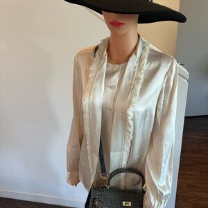 Tory Burch Sophisticated  Cream Blouse with bow collar